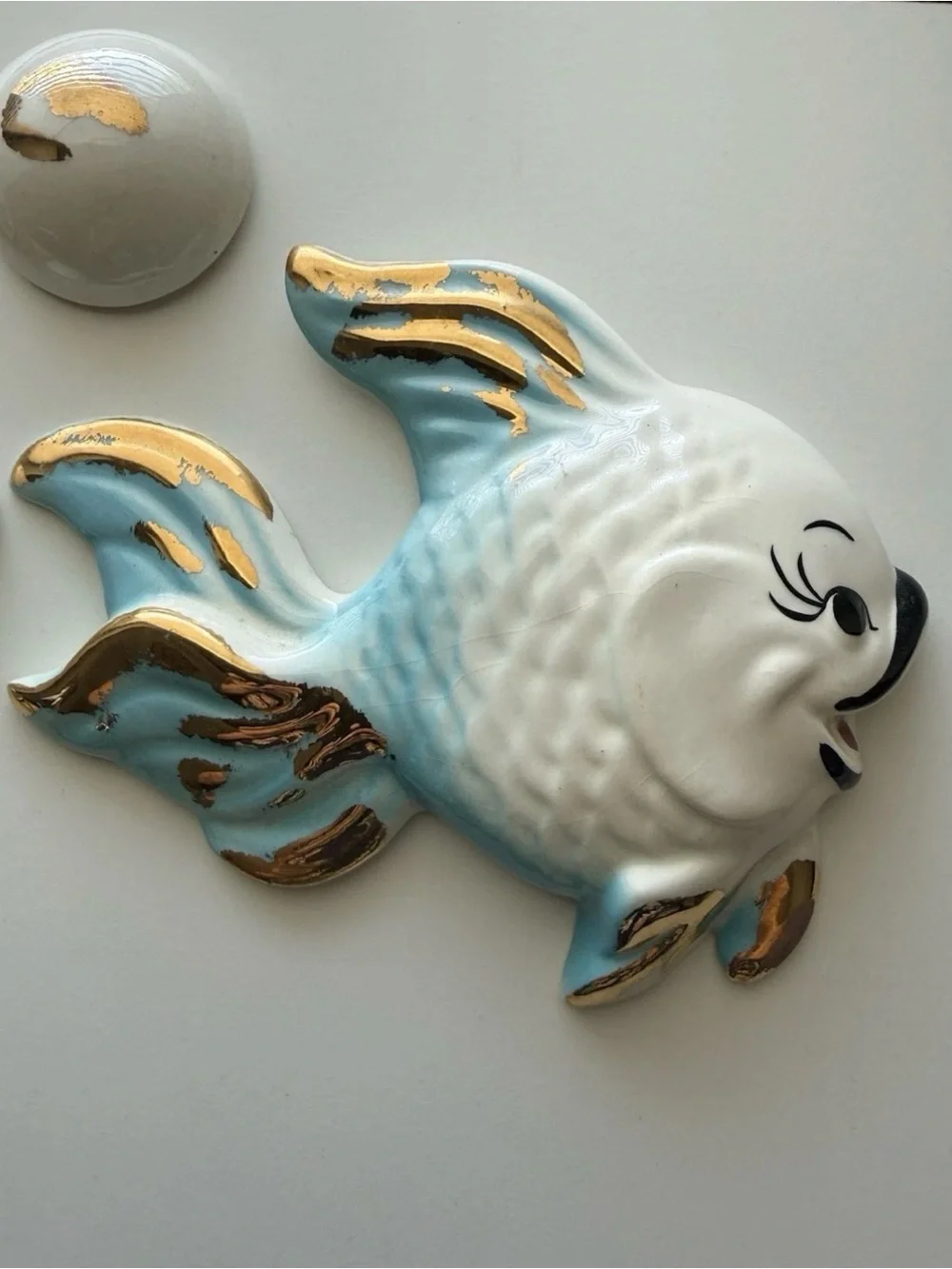 Blue White and Gold Koi Ceramic Wall Décor Set